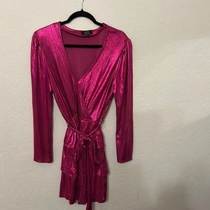 Size XL, Short Metallic Pink Dress